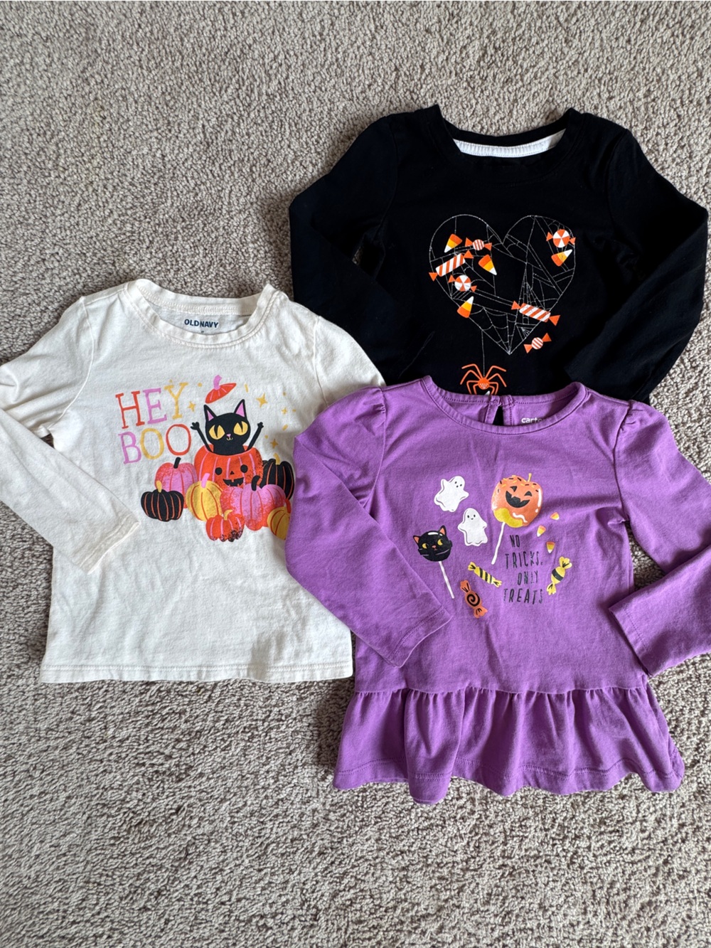 2T Toddler Halloween Long Sleeve Shirt Bundle of 3